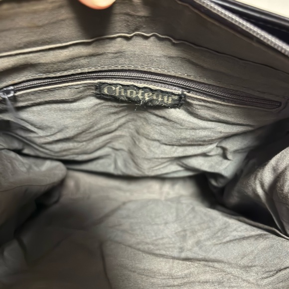 Chateau simulated leather Metallic Slate gray shoulder bag organizer satchel - Picture 5 of 11